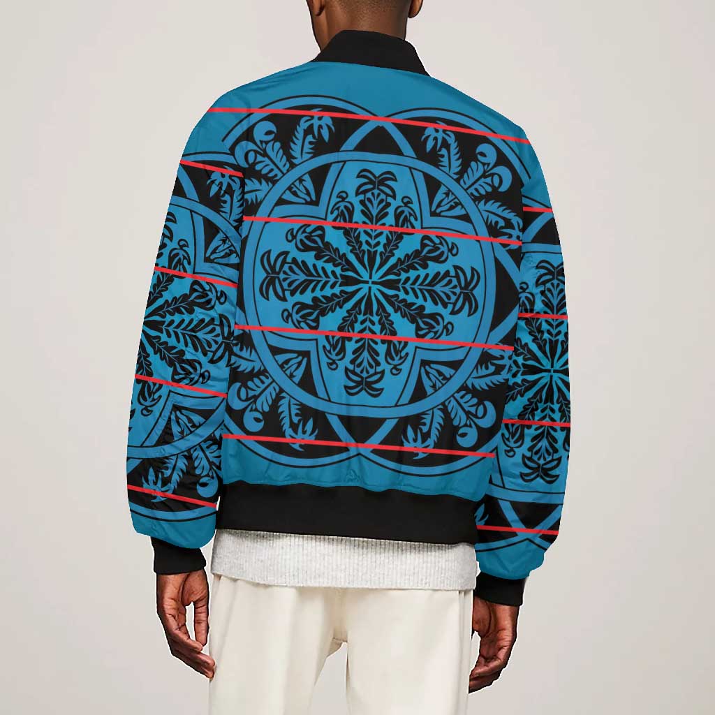Basotho Blanket Bomber Jacket Lesotho Kharetsa Seanamarena Heritage - Blue - African Pride