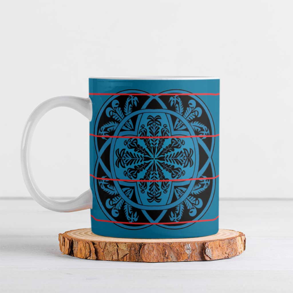 Lesotho Seanamarena - Kharetsa Ceramic Mug Basotho Traditional Blanket Style