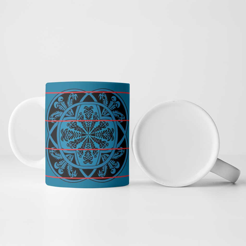 Lesotho Seanamarena - Kharetsa Ceramic Mug Basotho Traditional Blanket Style
