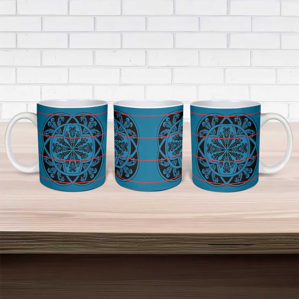 Lesotho Seanamarena - Kharetsa Ceramic Mug Basotho Traditional Blanket Style