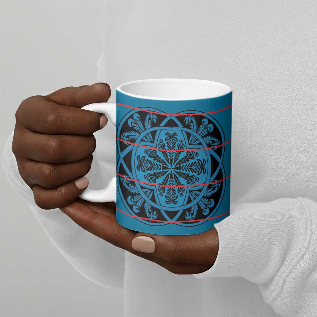 Lesotho Seanamarena - Kharetsa Ceramic Mug Basotho Traditional Blanket Style