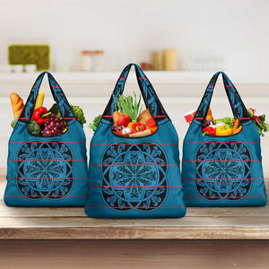 Basotho Blanket Grocery Bag Lesotho Kharetsa Seanamarena Heritage - Blue - African Pride