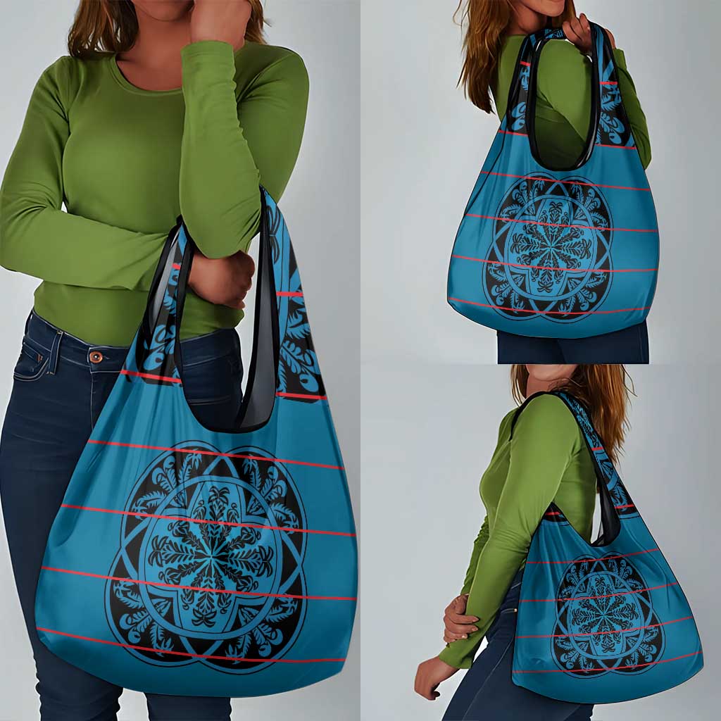 Basotho Blanket Grocery Bag Lesotho Kharetsa Seanamarena Heritage - Blue - African Pride