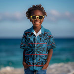 Basotho Blanket Kid Hawaiian Shirt Lesotho Kharetsa Seanamarena Heritage - Blue - African Pride