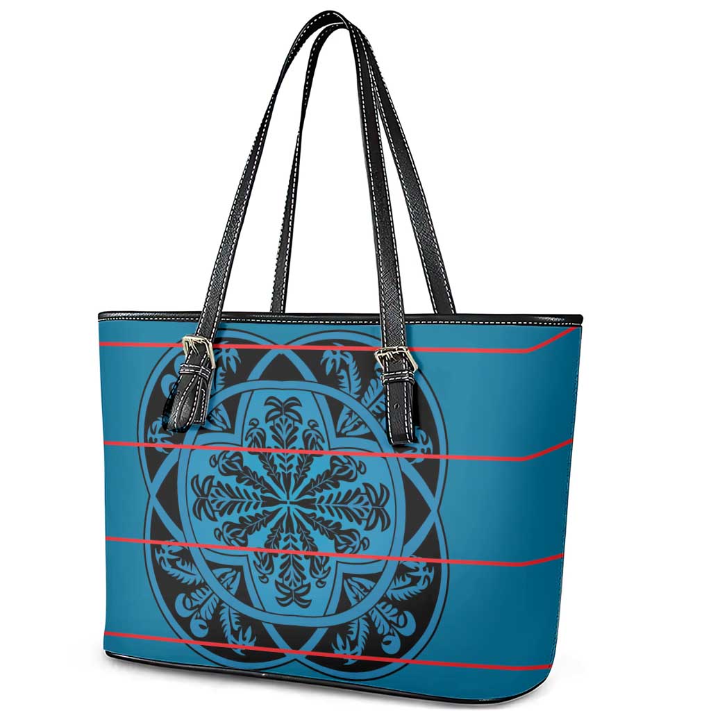 Basotho Blanket Leather Tote Bag Lesotho Kharetsa Seanamarena Heritage - Blue - African Pride