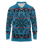 Basotho Blanket Long Sleeve Polo Shirt Lesotho Kharetsa Seanamarena Heritage - Blue - African Pride