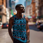 Basotho Blanket Men Tank Top Lesotho Kharetsa Seanamarena Heritage - Blue - African Pride