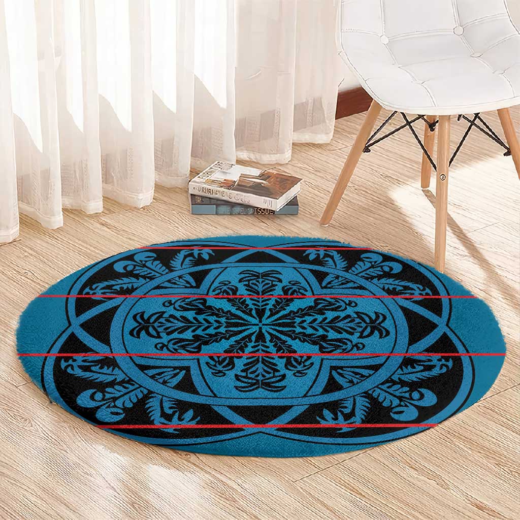 Basotho Blanket Round Carpet Lesotho Kharetsa Seanamarena Heritage - Blue - African Pride