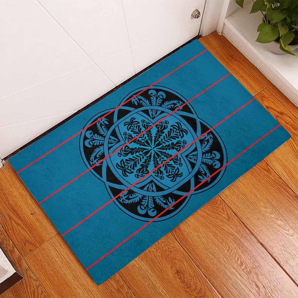 Basotho Blanket Rubber Doormat Lesotho Kharetsa Seanamarena Heritage - Blue - African Pride