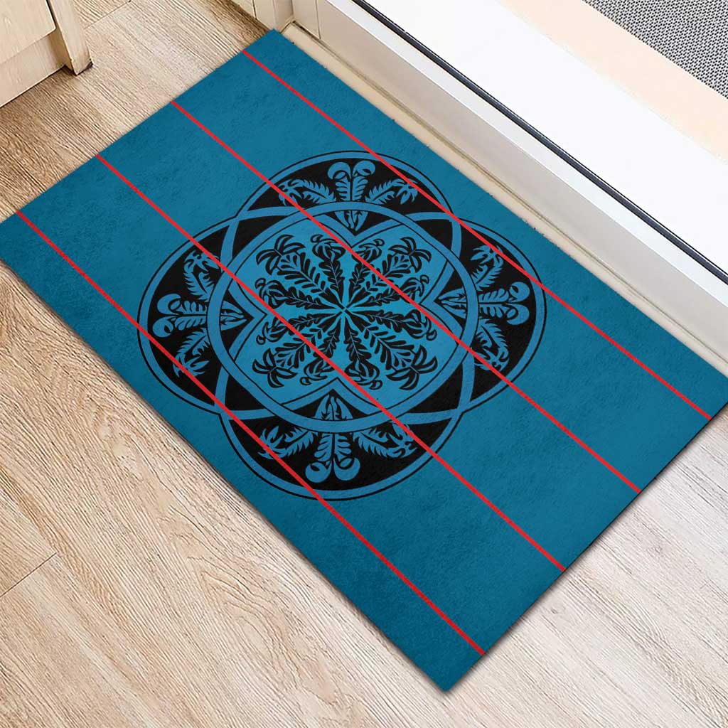 Basotho Blanket Rubber Doormat Lesotho Kharetsa Seanamarena Heritage - Blue - African Pride