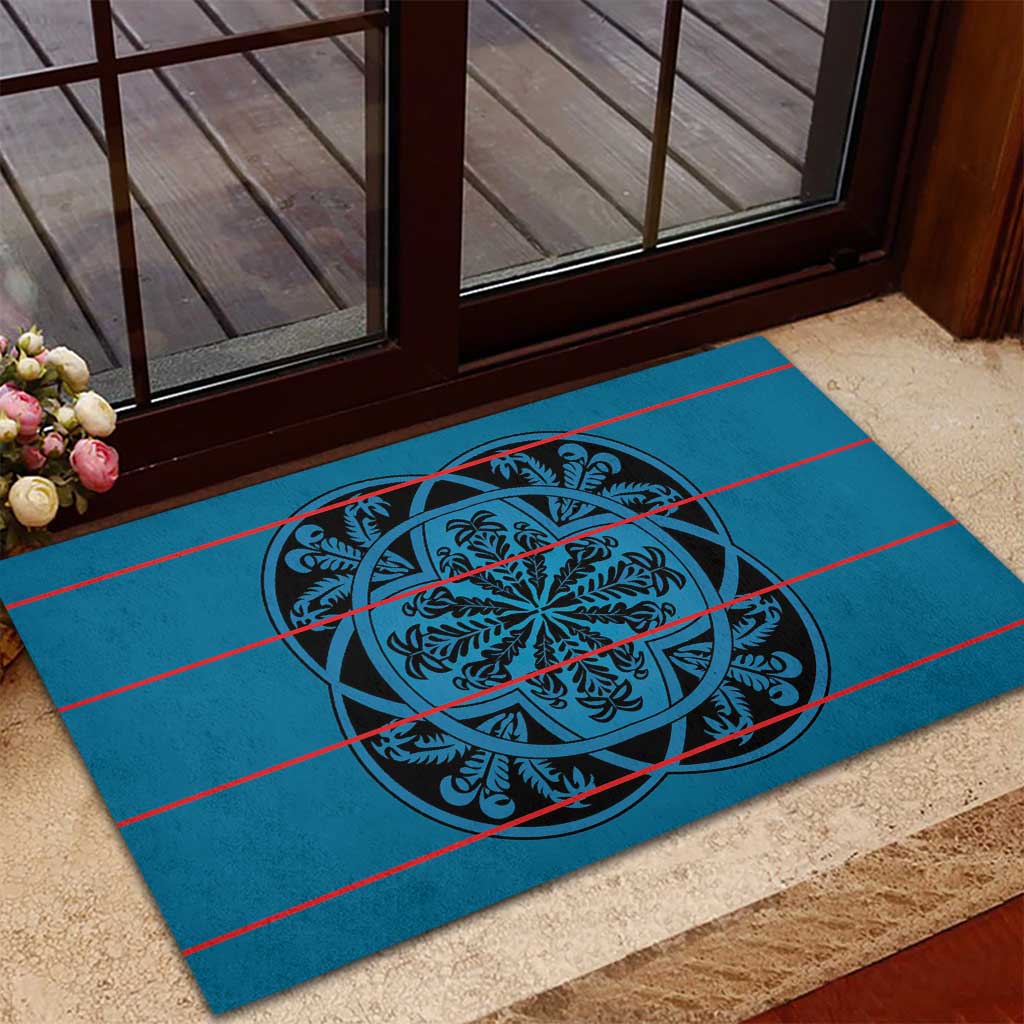 Basotho Blanket Rubber Doormat Lesotho Kharetsa Seanamarena Heritage - Blue - African Pride