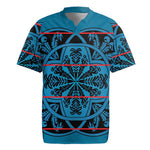 Basotho Blanket Rugby Jersey Lesotho Kharetsa Seanamarena Heritage - Blue - African Pride