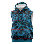Basotho Blanket Sleeveless Hoodie Lesotho Kharetsa Seanamarena Heritage - Blue - African Pride