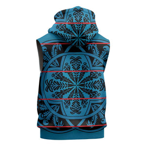 Basotho Blanket Sleeveless Hoodie Lesotho Kharetsa Seanamarena Heritage - Blue - African Pride