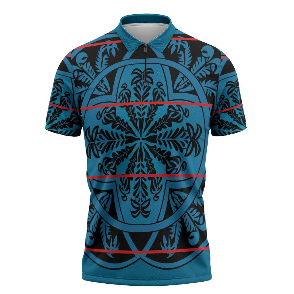Lesotho Seanamarena - Kharetsa Zipper Polo Shirt Basotho Traditional Blanket Style