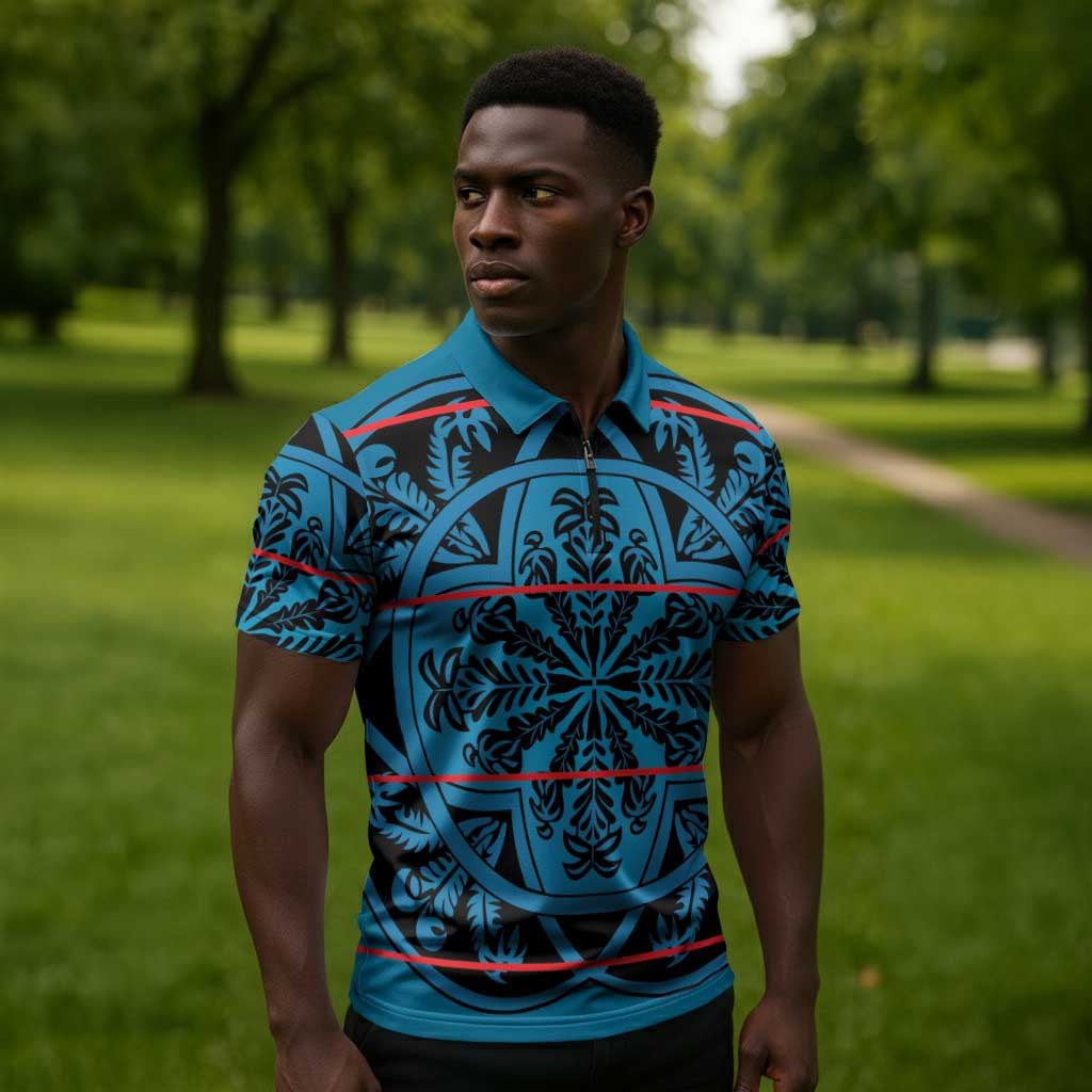 Lesotho Seanamarena - Kharetsa Zipper Polo Shirt Basotho Traditional Blanket Style