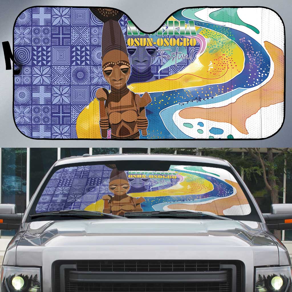 Nigeria Osun-Osogbo Festival Auto Sun Shade Oshun God - Yoruba Pattern