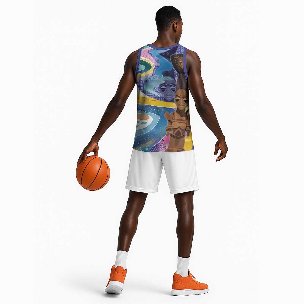 Nigeria Osun-Osogbo Festival Basketball Jersey Oshun God - Yoruba Pattern LT15