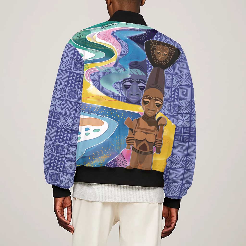 Nigeria Osun-Osogbo Festival Bomber Jacket Oshun God - Yoruba Pattern - African Pride