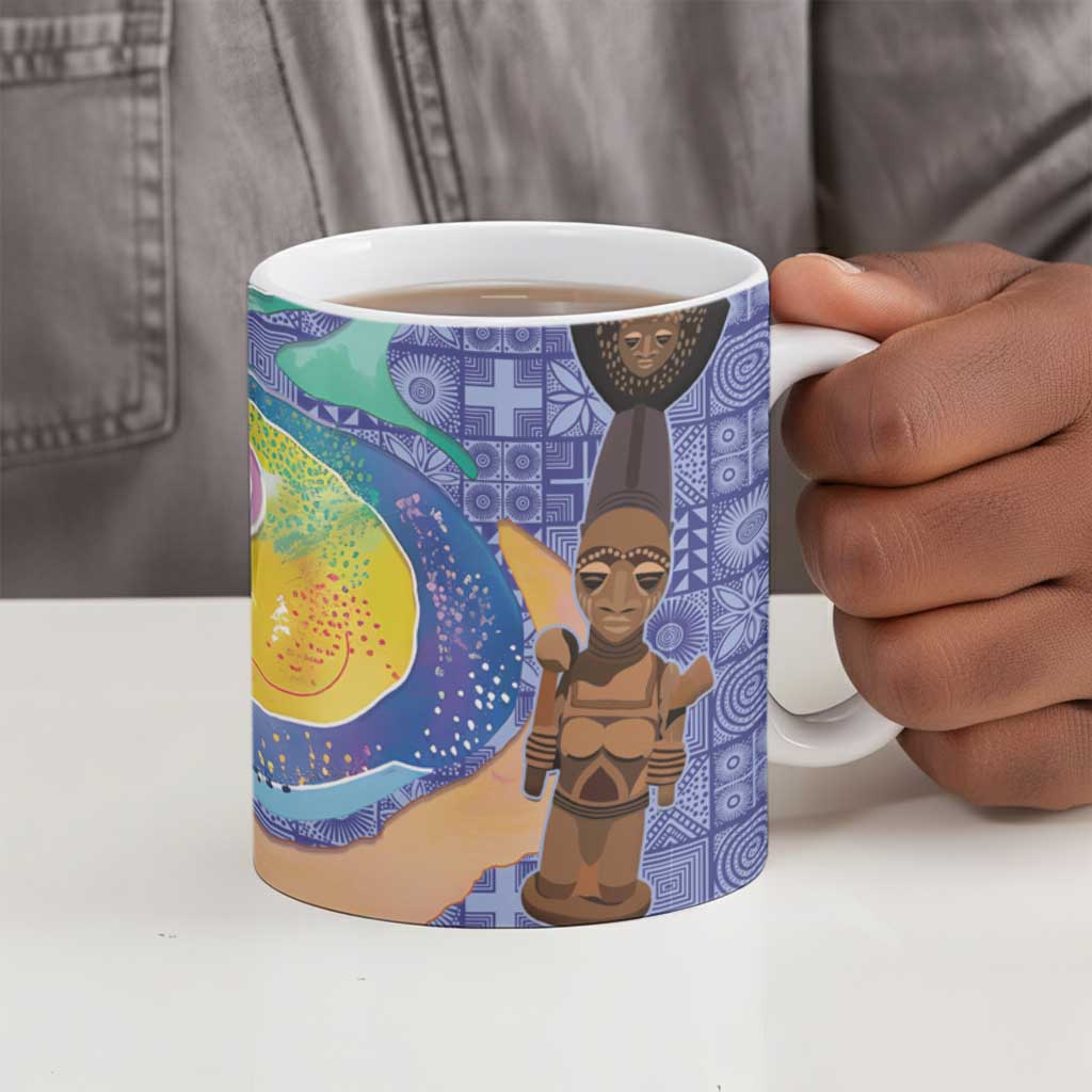 Nigeria Osun-Osogbo Festival Ceramic Mug Oshun God - Yoruba Pattern