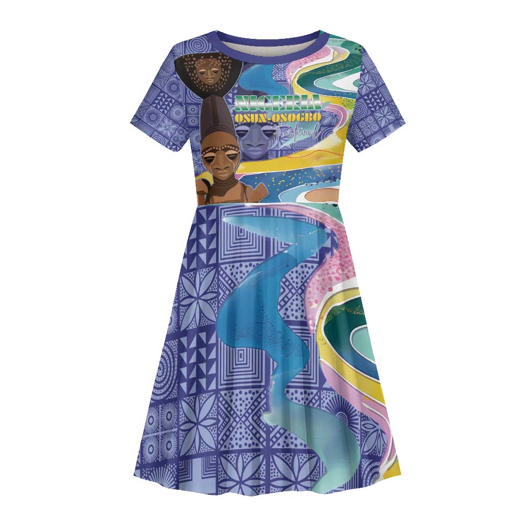 Nigeria Osun-Osogbo Festival Kid Short Sleeve Dress Oshun God - Yoruba Pattern - African Pride