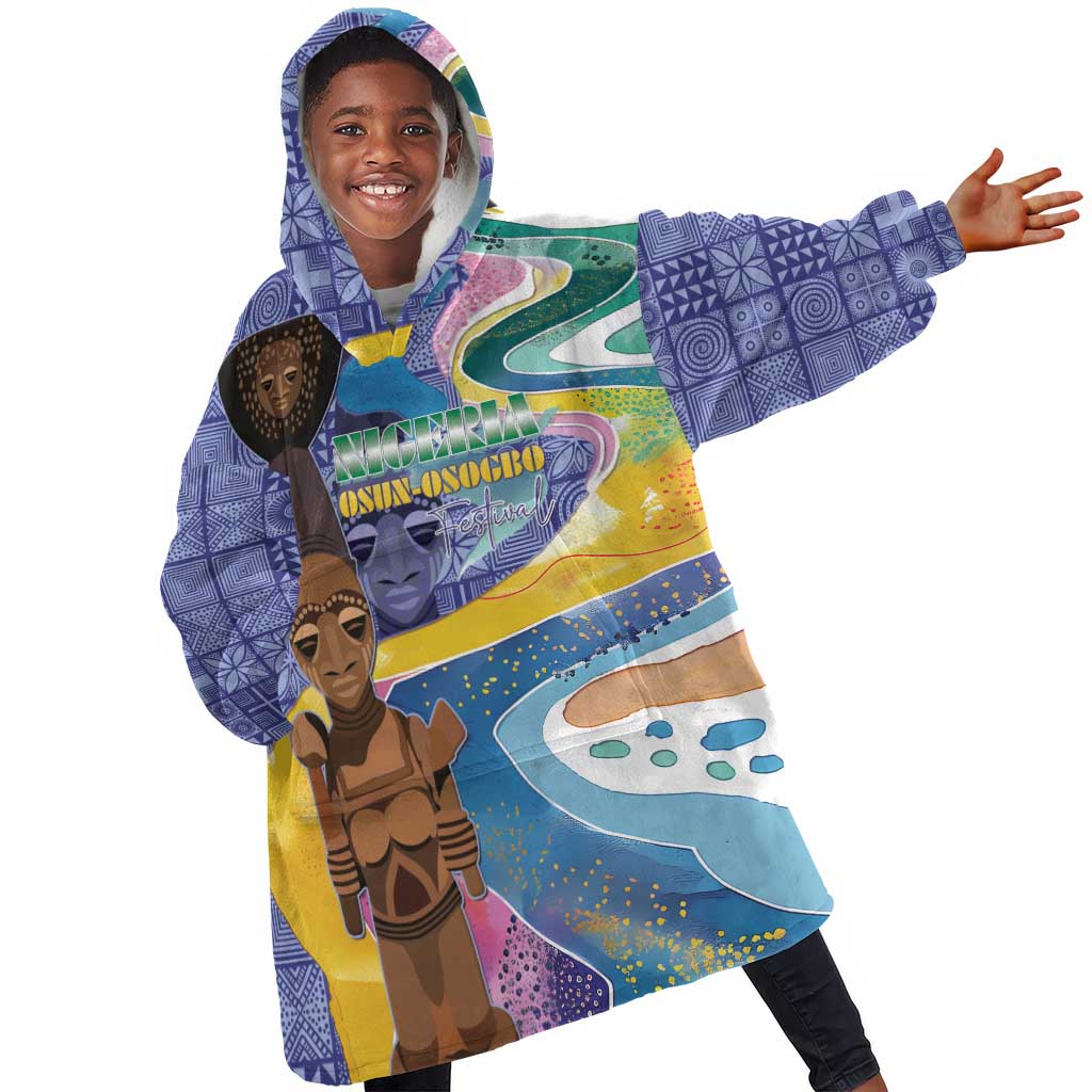 Nigeria Osun-Osogbo Festival Kid Wearable Blanket Hoodie Oshun God - Yoruba Pattern - African Pride