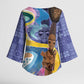 Nigeria Osun-Osogbo Festival Kimono Sleeve Blouse Oshun God - Yoruba Pattern