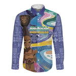 Nigeria Osun-Osogbo Festival Long Sleeve Button Shirt Oshun God - Yoruba Pattern - African Pride
