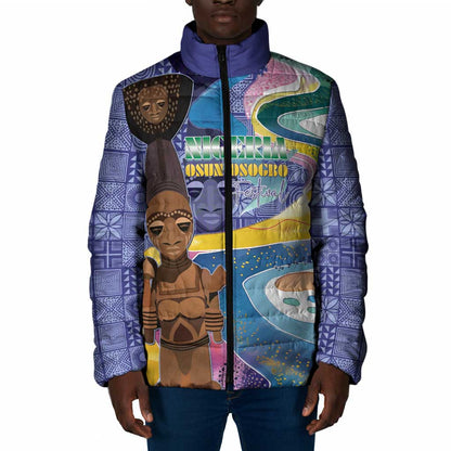 Nigeria Osun-Osogbo Festival Padded Jacket Oshun God - Yoruba Pattern