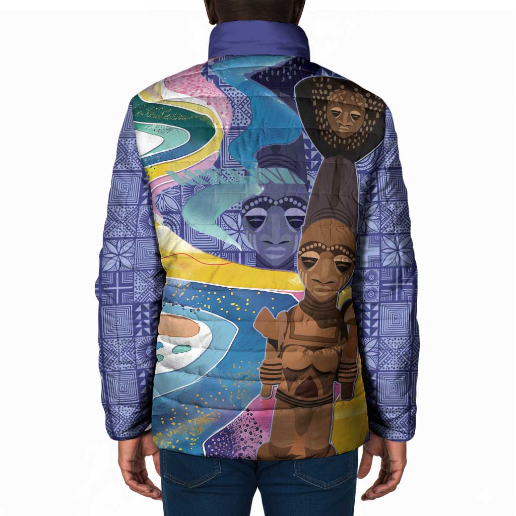 Nigeria Osun-Osogbo Festival Padded Jacket Oshun God - Yoruba Pattern