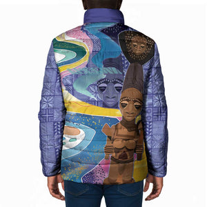 Nigeria Osun-Osogbo Festival Padded Jacket Oshun God - Yoruba Pattern