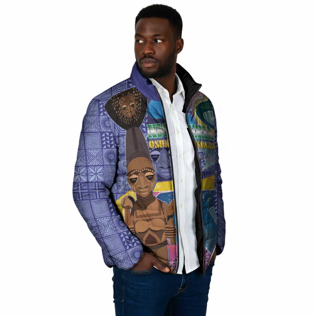 Nigeria Osun-Osogbo Festival Padded Jacket Oshun God - Yoruba Pattern