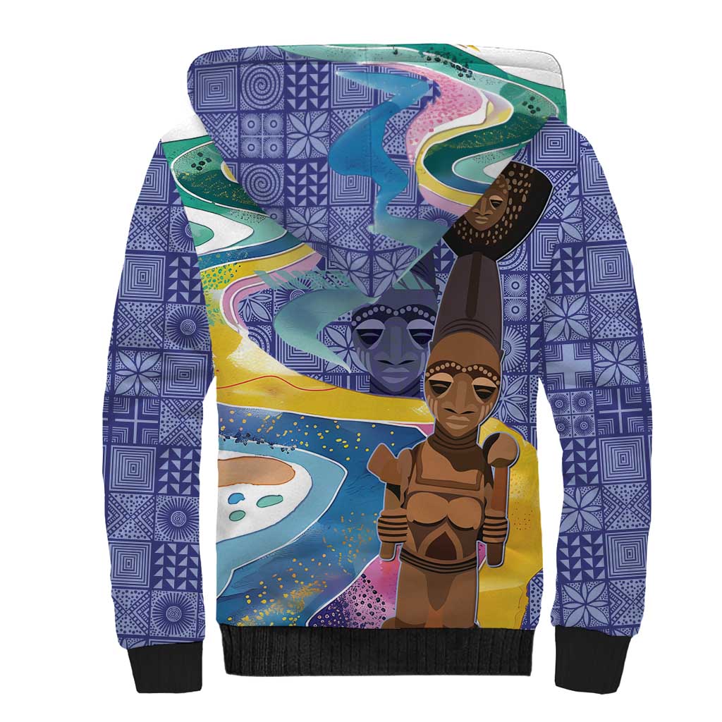 Nigeria Osun-Osogbo Festival Sherpa Hoodie Oshun God - Yoruba Pattern - African Pride