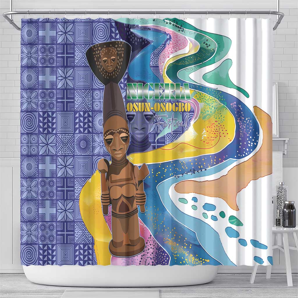 Nigeria Osun-Osogbo Festival Shower Curtain Oshun God - Yoruba Pattern - African Pride