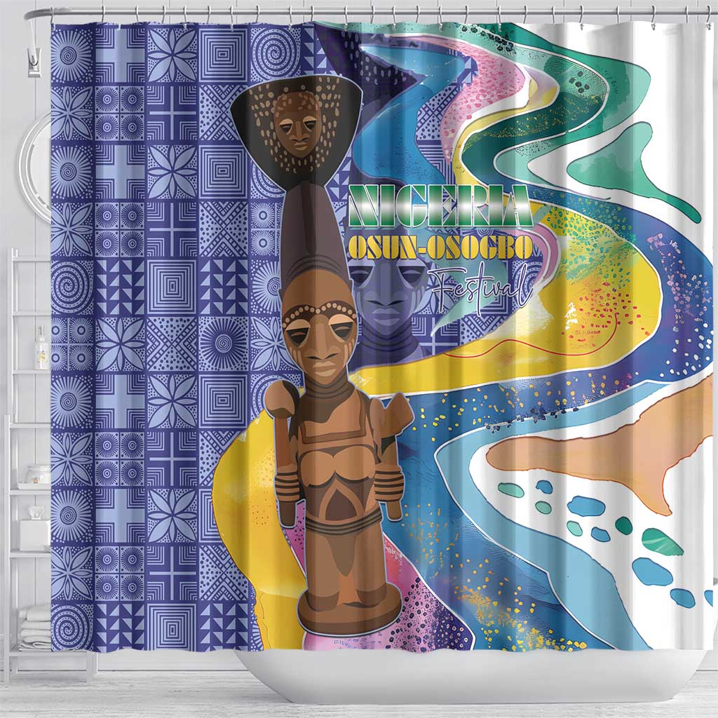 Nigeria Osun-Osogbo Festival Shower Curtain Oshun God - Yoruba Pattern - African Pride