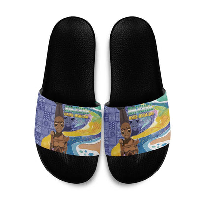 Nigeria Osun-Osogbo Festival Slide Sandals Oshun God - Yoruba Pattern