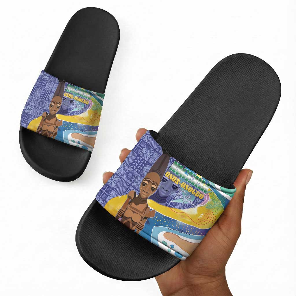 Nigeria Osun-Osogbo Festival Slide Sandals Oshun God - Yoruba Pattern