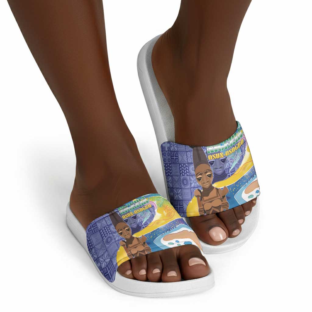 Nigeria Osun-Osogbo Festival Slide Sandals Oshun God - Yoruba Pattern