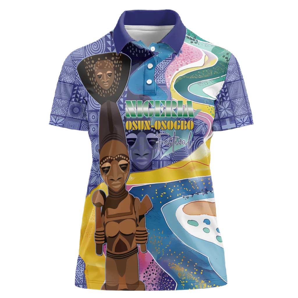 Nigeria Osun-Osogbo Festival Women Polo Shirt Oshun God - Yoruba Pattern - African Pride