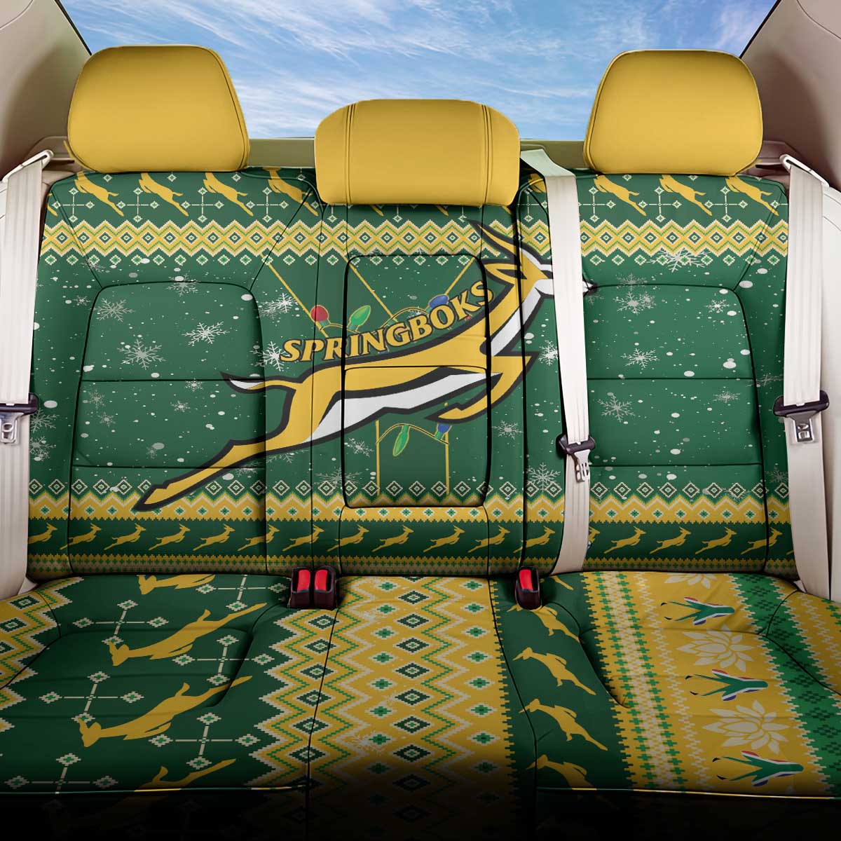 South Africa Christmas Rugby Back Car Seat Cover Springboks Geseende Kersfees