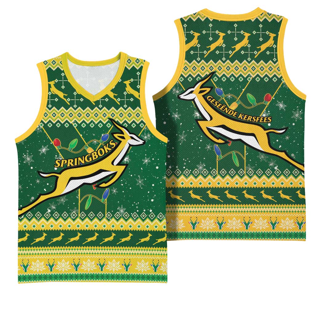 South Africa Christmas Rugby Basketball Jersey Springboks Geseende Kersfees LT15