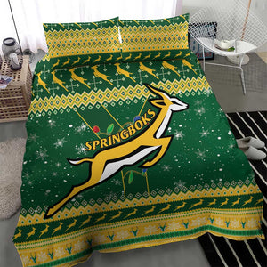 South Africa Christmas Rugby Bedding Set Springboks Geseende Kersfees