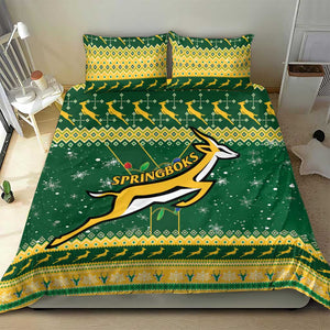 South Africa Christmas Rugby Bedding Set Springboks Geseende Kersfees