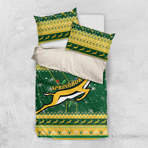 South Africa Christmas Rugby Bedding Set Springboks Geseende Kersfees