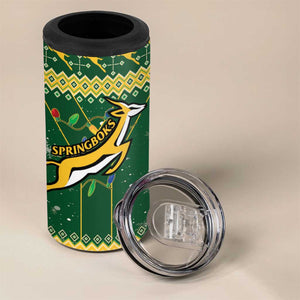 South Africa Christmas Rugby 4 in 1 Can Cooler Tumbler Springboks Geseende Kersfees