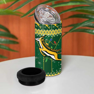 South Africa Christmas Rugby 4 in 1 Can Cooler Tumbler Springboks Geseende Kersfees