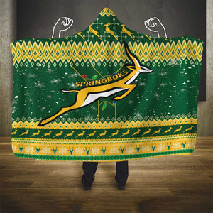 South Africa Christmas Rugby Hooded Blanket Springboks Geseende Kersfees