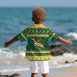 South Africa Christmas Rugby Kid Hawaiian Shirt Springboks Geseende Kersfees