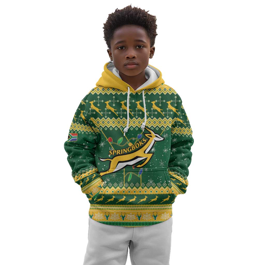 South Africa Christmas Rugby Kid Hoodie Springboks Geseende Kersfees