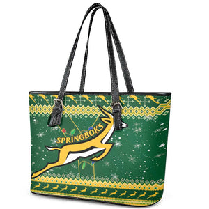 South Africa Christmas Rugby Leather Tote Bag Springboks Geseende Kersfees